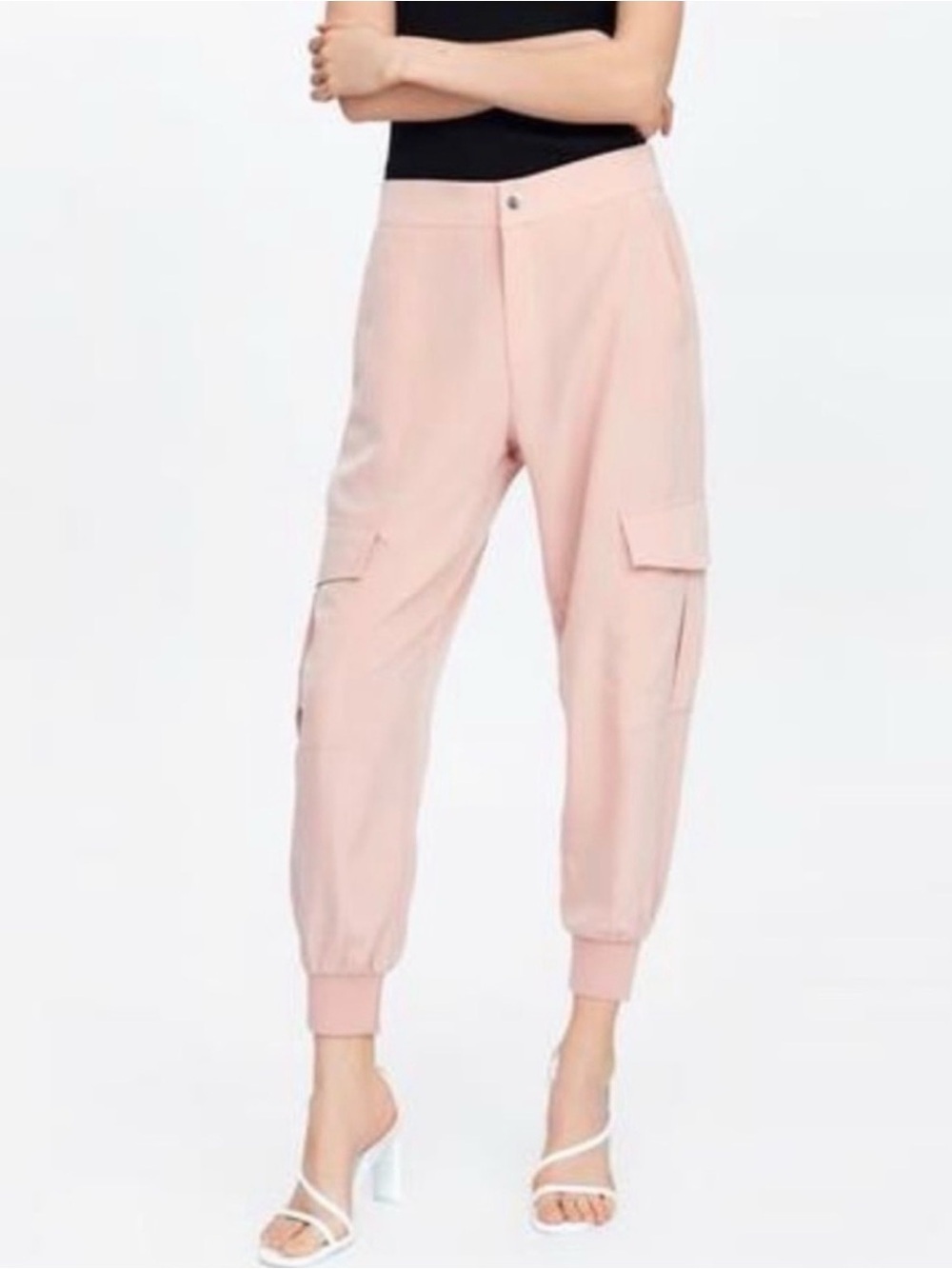 Zara Pink Crop Cargo Pants Size M